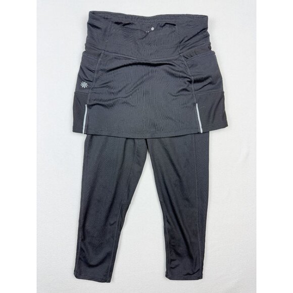 Athleta Contender 2-In-1 Skirt‎ Cropped Pants Combo XXS Black Womens Activewear - Picture 1 of 9